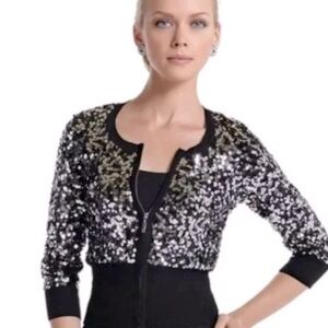 🥑White House Black Market Sparkly Sequin Cardigan Sweater Jacket | XS
